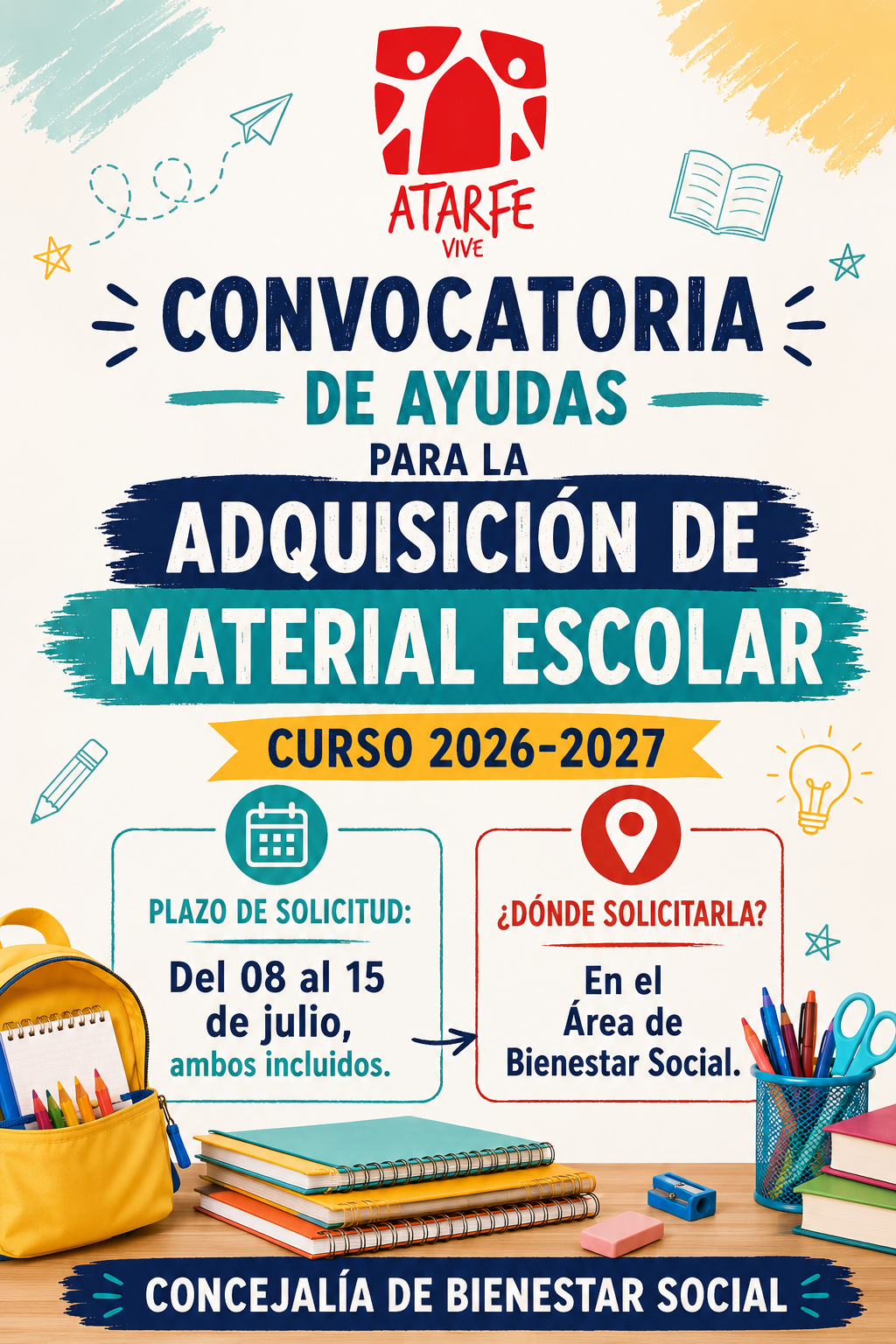 Ningún niño ni niña de Atarfe debe empezar el curso sin lo necesario Ningún niño ni niña de Atarfe debe empezar el curso sin lo necesario