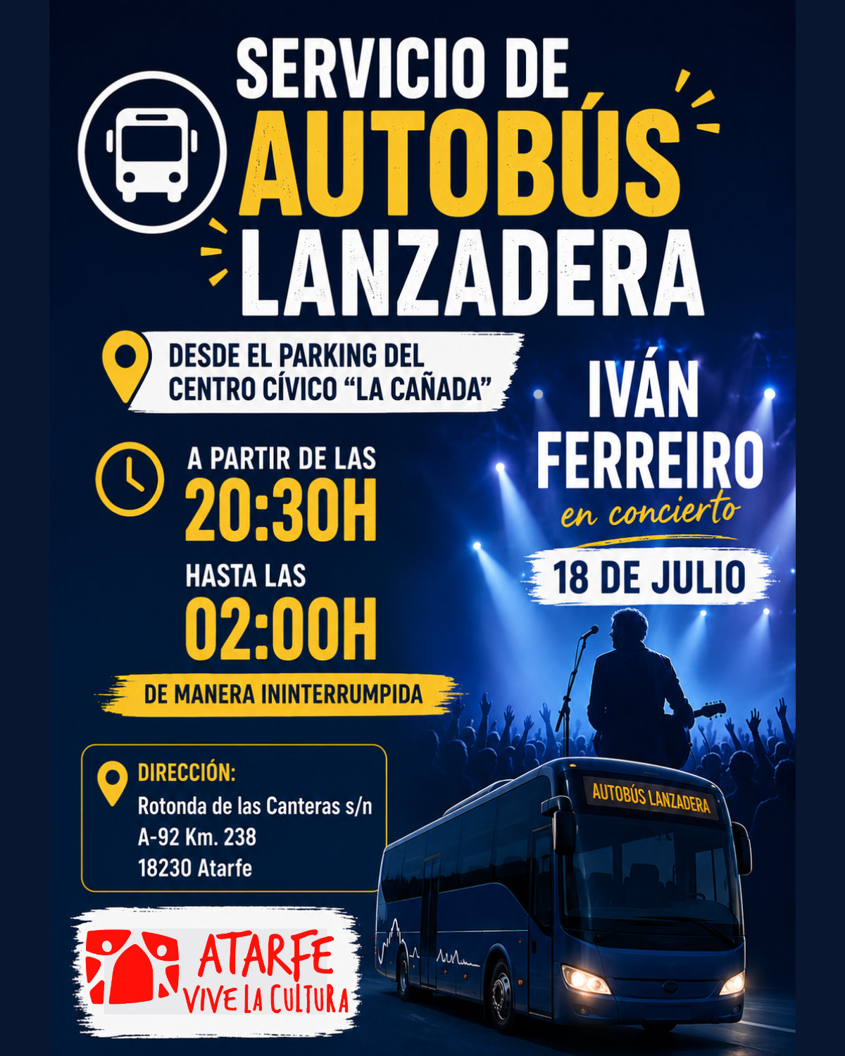 Servicio de autobús lanzadera para el concierto de Iván Ferreiro Servicio de autobús lanzadera para el concierto de Iván Ferreiro